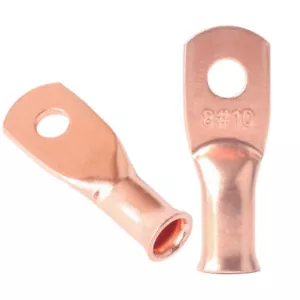 8 Gauge Ring #10 Hole Terminal Battery Lug Bare Copper Un-Insulated AWG 5PCS - Picture 1 of 4