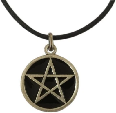 Ciondolo Collana Pentacolo Stella Wicca Placcato Argento - Talismano Protezione - Immagine 1 di 4