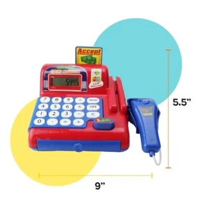 Boley Toy Cash Register with Scanner - Red and Blue Toddler Cash Register Toy fo - Picture 1 of 4