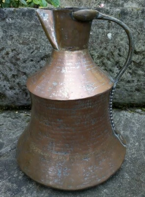 Grand Broc à eau En Cuivre Ancien Oriental Déco Jardin garden pot art poulaire - Photo 1/4