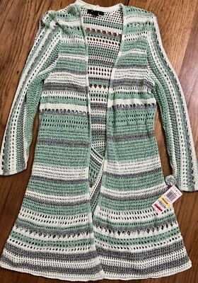 Cárdigan plumero tejido a rayas manga larga Style & Co talla mediana NUEVO CON ETIQUETAS Foto 1 de 4