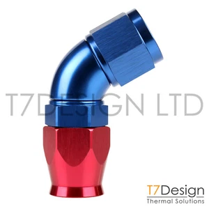 AN6 60 Degree PTFE Full Flow Braided Hose Fitting -6 AN06 JIC Red/Blue - Picture 1 of 1