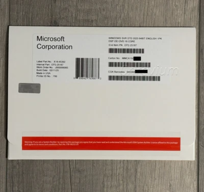 ~Win Server 2025 Standard x64 bit- 16 Cores | Full License [Brand New] & HHD - Image 1 of 4