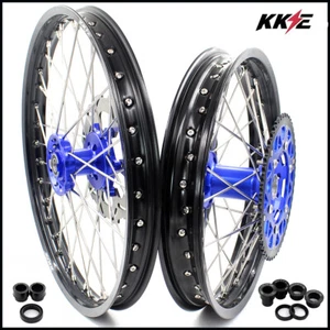KKE 21/18'' Wheels Rim Fit YAMAHA WR250F 2002-2016 WR450F 2003-2015 CNC Blue Hub - Picture 1 of 12