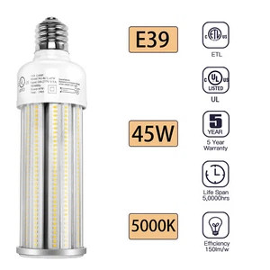 45W LED Corn Light E39 Large Base 5000K Floodlight Canopy Shoebox Fixture Bulb - Picture 1 of 9