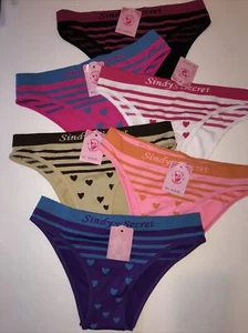 Small Bikini Panty Sindys Secret Fashion underwear 6 Pairs Striped Hearts - Picture 1 of 5