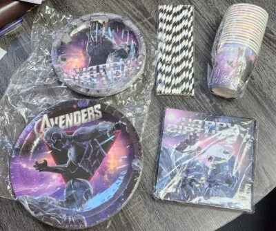 16 Guest Black Panther Birthday Party Kit Supplies Set MARVEL The Avengers 80 Pc - Image 1 of 4