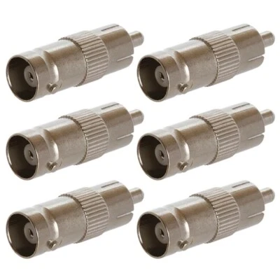 6x BNC Female Jack to RCA Male Plug Coax Cable Adapter CCTV Coupler Connector - Image 1 of 3