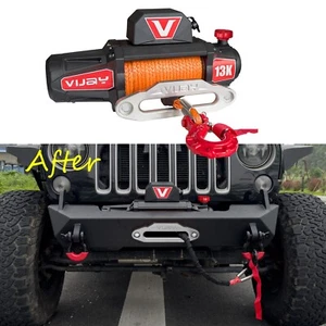 Fits Truck 4WD SUV / Electric Winch 13000lbs Synthetic Rope Towing Trailer - Picture 1 of 8