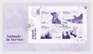 NEW ZEALAND 2025 FDC´s M/S Animals in Service(Dogs, Horses, Pigeon) 4v MNH - Picture 1 of 1