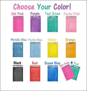 4x8 Hot Pink,Teal Poly Bubble Mailers, Colored Padded Shipping Mailing Envelopes - Picture 1 of 12