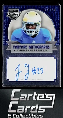 Johnathan Franklin 2013 Press Pass Fanfare #FF-JF Blue Auto UCLA Bruins 27/199 - Image 1 of 2