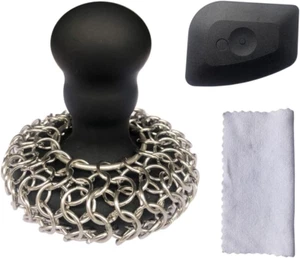 316 Upgraded Chainmail Scrubber with Silicone Handle Cast Iron Cleaner - Picture 1 of 12