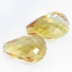 8.58Ct Natural Amazing Sparkling Citrine 11.2x8mm Briolette Pair Collection Gem - Picture 1 of 5