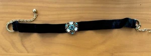 RARE Vtg Florenza Choker Necklace Gold Tone Crystal Stones Opaque Blue Purple - Picture 1 of 9