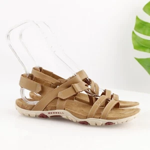Merrell Womens Sandspur Rose Sandal Size 8 Tan Leather Adjustable Arch Support - Picture 1 of 13