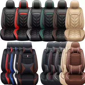 PU Leather Car Seat Covers Universal 5-Seats Front Rear Cushion Waterproof Set - Picture 1 of 28