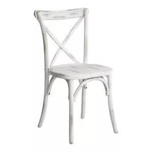 10 PACK Bistro Style Cross Back Vintage Natural Wood Stackable Restaurant Chair - Picture 1 of 6