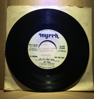 RAY PRICE: LIKE OLD TIMES AGAIN  (WITH PAPER WORK) *VERY HARD FIND* 45 RPM Promo - Image 1 of 4
