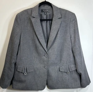 Signature by Larry Levine Woman Blazer Sz 18W Gray Lined Single Breasted Buttons - Picture 1 of 12