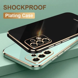 Black Plating Phone Case Slim Shockproof Silicone Gel Soft TPU Back Cover Gloosy - Picture 1 of 16