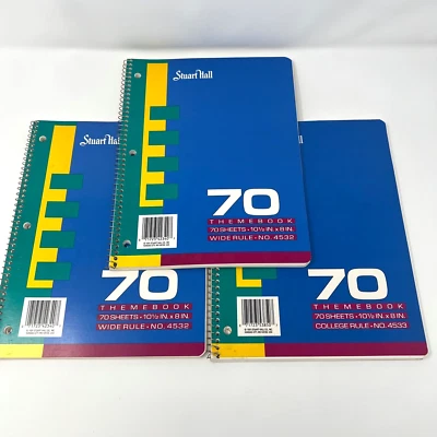 Lote de 3 cuadernos espirales vintage bloques de colores años 90 Stuart Hall 1991 universidad/amplio Foto 1 de 4