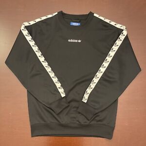 Rare Adidas Sweatshirt Trefoil Logo On Sleeves Black Men's Sweatshirt Size Small