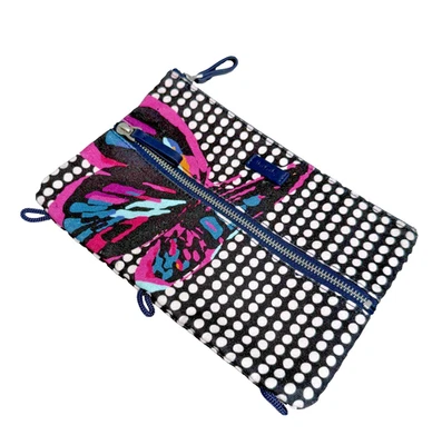 Vera Bradley Bolsa Carpeta 3 Anillos Mariposa Lunares Azul Rosa Blanco Estuche con Cremallera- Foto 1 de 4