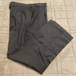 Members Mark Pants Mens Wool Super 120s Slacks Italy 36x32-ACTUAL 36x31 Gray - Picture 1 of 14
