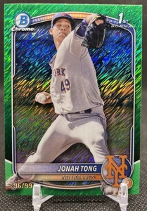 2025 Bowman Chrome 1st JONAH TONG Green Shimmer Refractor /99! - New York Mets - Picture 1 of 2