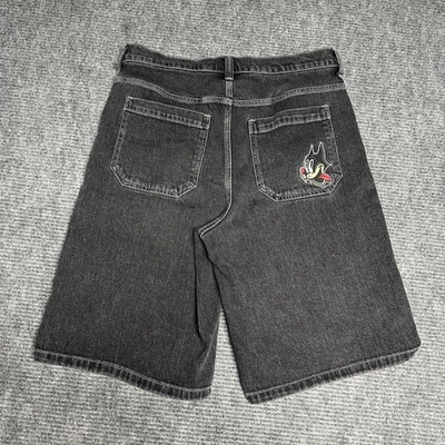 Pantalones Cortos de Denim Hollister Estilo JNCO Para Hombres Súper Sueltos Negros W34 Foto 1 de 4