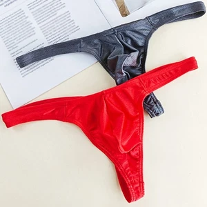 Herren Atmungsaktiv Niedrige Taille Glänzend G String Tanga Unterwäsche Elastisch Beutel Design - Bild 1 von 26