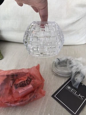 Mini colgante de cristal de celosía transparente ELK Kersey níquel satinado nuevo sin caja + bombilla 10456/1 Foto 1 de 4