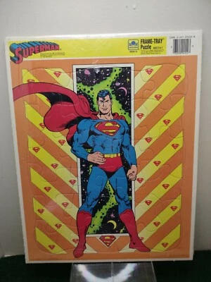 Antigo 1989 Golden DC Comics Superman 24 peças quebra-cabeça bandeja quadro #4552B-15 lacrado novo na embalagem - Imagem 1 de 4