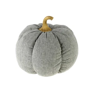 Dekokürbis Grau 34 cm Stoff Kürbis Stoffkürbis modern Tischdeko Herbstdeko Deko - Bild 1 von 3
