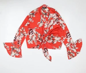 Missguided Womens Red Polyester Blend Blouse Size 10 - Tie Front - Picture 1 of 10