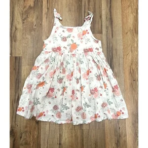 H & M Baby Girl 4T Sundress Ivory w/Orange Green Flowers Back Buttons 100%cotton - Picture 1 of 7