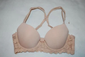 Jr Womens BEIGE 2-WAY T-SHIRT BRA Underwire LACE SIDES & BACK Soft Cup SIZE 36B - Picture 1 of 2