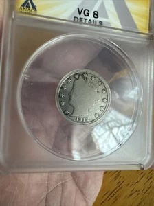 1912-S 5C Liberty V Nickel 5C ANACS VG8 Graded Key Date Type Coin Details Look - Picture 1 of 4