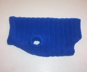 Hand Crochet Royal Blue Dog Sweater Medium Pet - Picture 1 of 3