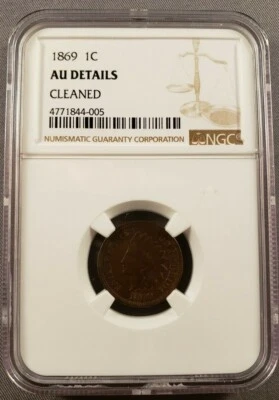 1869 Indian Head Cent Nice AU Details Graded NGC - Image 1 of 4