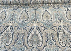 Waverly Set The Mood Damask Indigo Blue Upholstery Drapery Fabric By the Yard - Picture 1 of 5