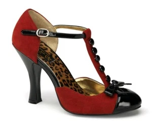 Pleaser Pin Up Couture T-Strap Pumps Mini Bow High Heels Women Sz 5 Smitten 10 - Picture 1 of 1