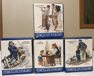 Norman Rockwell Seafarers Tankard Collection Long John Silvers 4 Mugs Porcelain - Picture 1 of 11