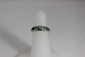 Hermoso anillo de plata esterlina turquesa y topacio talla 6-11978 - Imagen 1 de 7