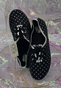 Zapatillas de lona negras y plateadas Place para niñas talla 5 - Imagen 1 de 6