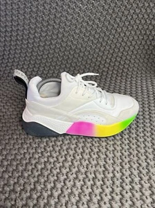 Stella McCartney Eclypse White Sneakers W/ Rainbow Sole Women Size 9 / EU 40 - Picture 1 of 20