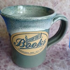 Deneen Pottery Book Store Mug 2016 "Cherry Street Books" Alexandria MN Olive - Picture 1 of 3