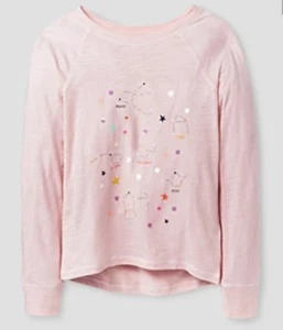 Cat & Jack Constellation Long Sleeve Girls Shirt Pink XS 4/5 Space Stars Target - Picture 1 of 4
