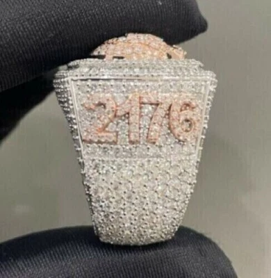 3Ct Round Men's Real Moissanite Custom Letter Ring 14k Two Tone Gold Plated - Image 1 of 4